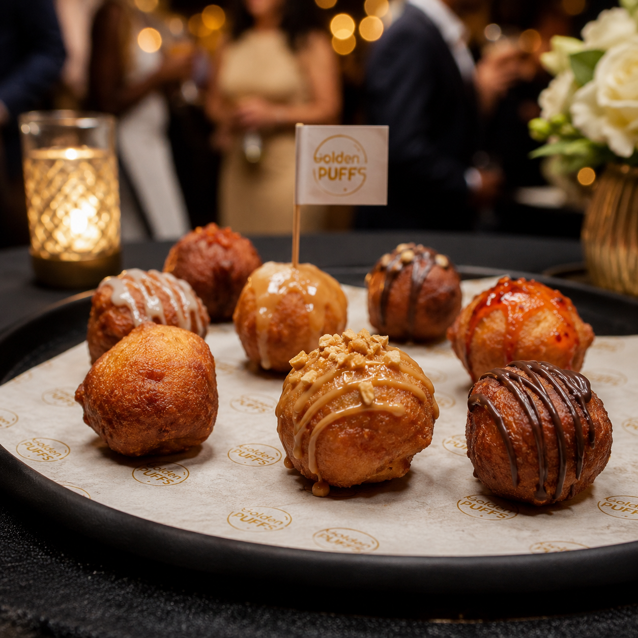 Golden desserts and festive ambiance